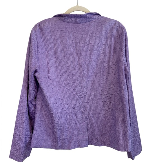 Eileen Fisher Purple 100% Silk Snap Closure Crinkle Jacket Size Medium - Picture 2 of 4